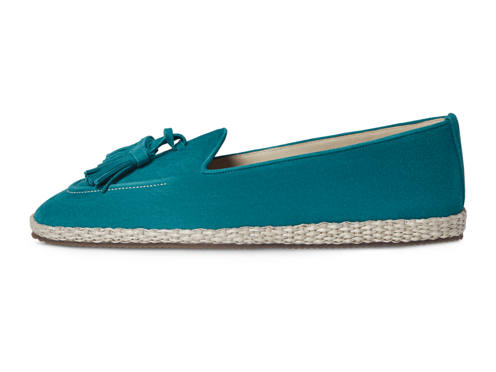 Calvi Tassel Espadrilles in Jade Teal Luxe Suede