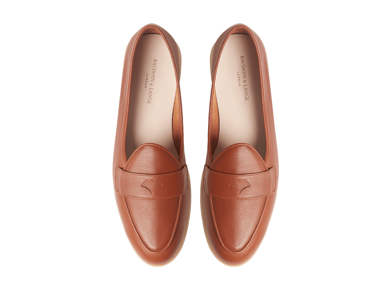 Stride Penny Loafers in Tan Moorland Calf with Natural Sole