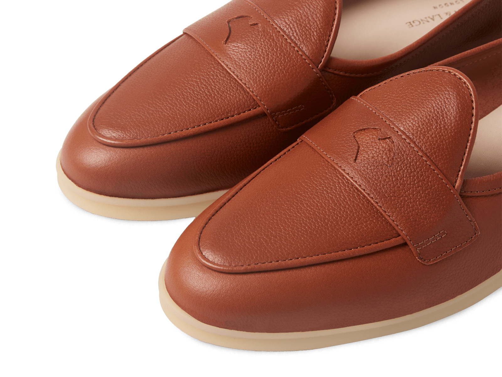 Stride Penny Loafers in Tan Moorland Calf with Natural Sole