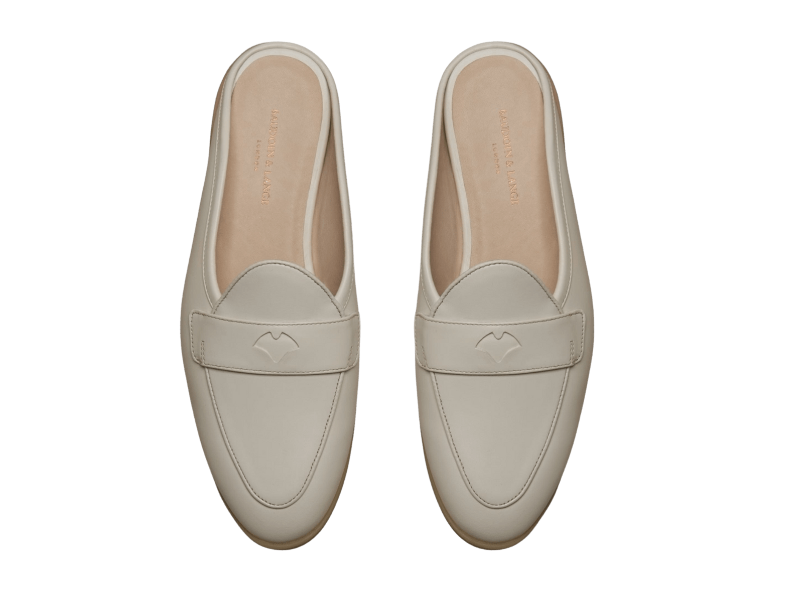 Stride Penny Mule Loafers in Blanc Cassè Milled Calf