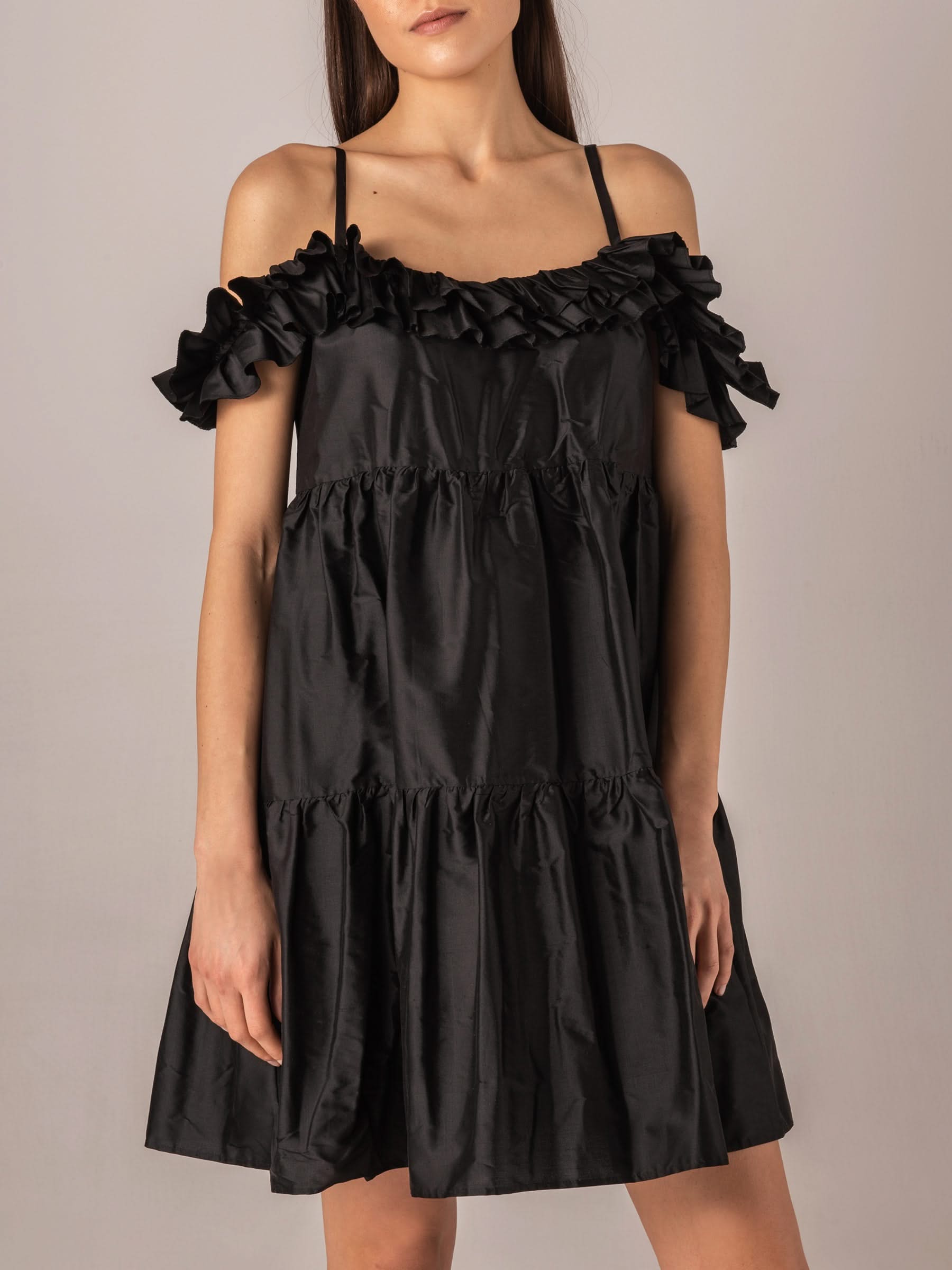 Charlotte Tiered Mini Dress in Black