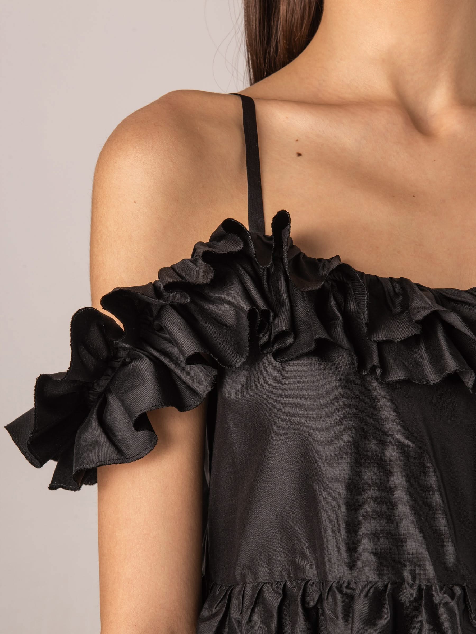 Charlotte Tiered Mini Dress in Black