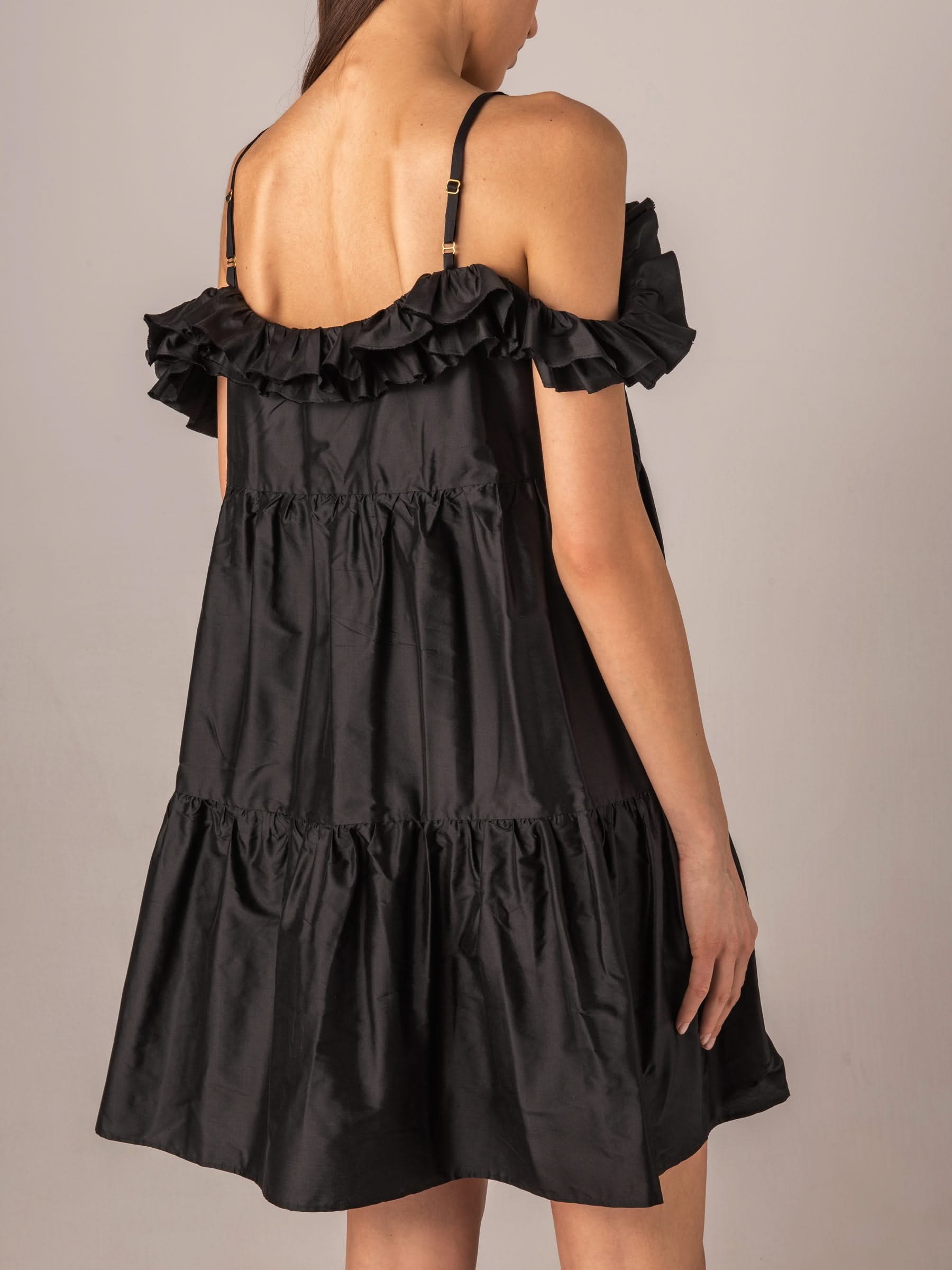 Charlotte Tiered Mini Dress in Black