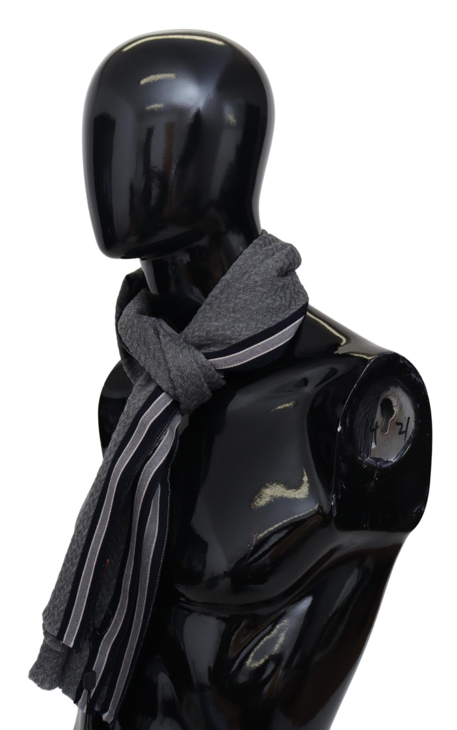 Missoni Gray Stripes Pattern 100% Wool Unisex Neck Wrap Scarf