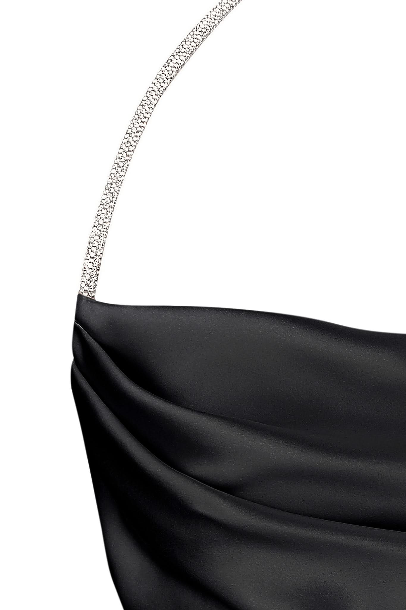 SILK TOP WITH CRYSTAL CORD - Black