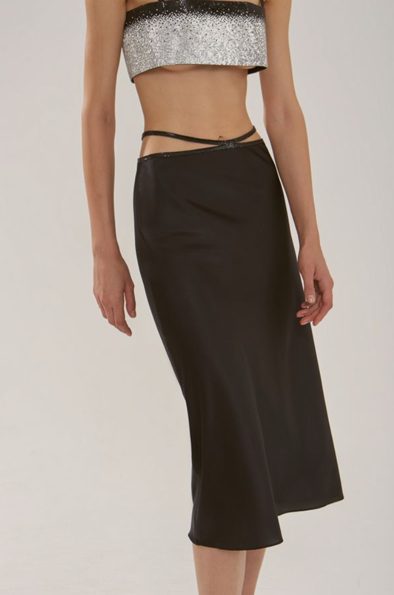 SILK SKIRT MIDI - Black