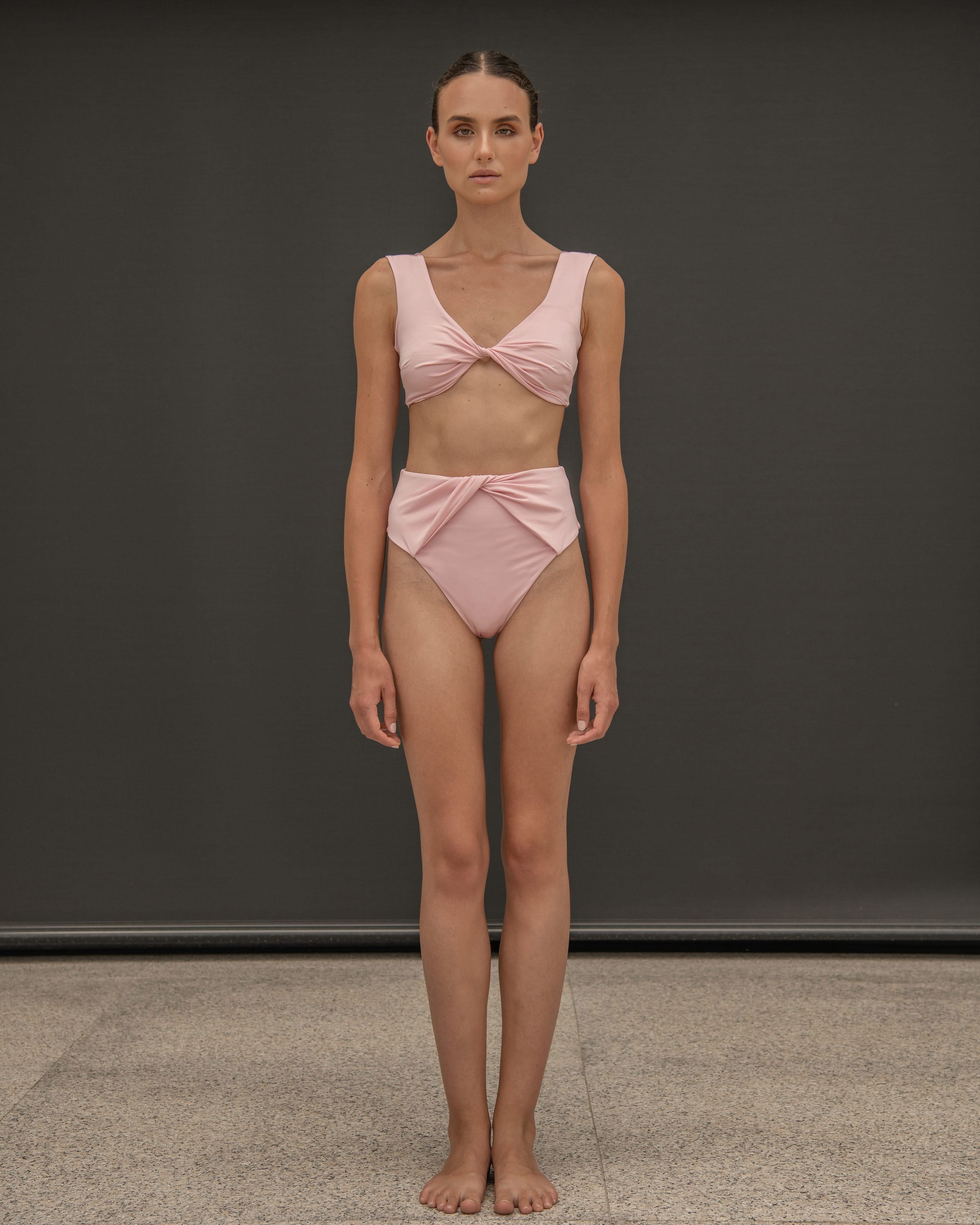 Twist-Detail Bikini in Soft Pink