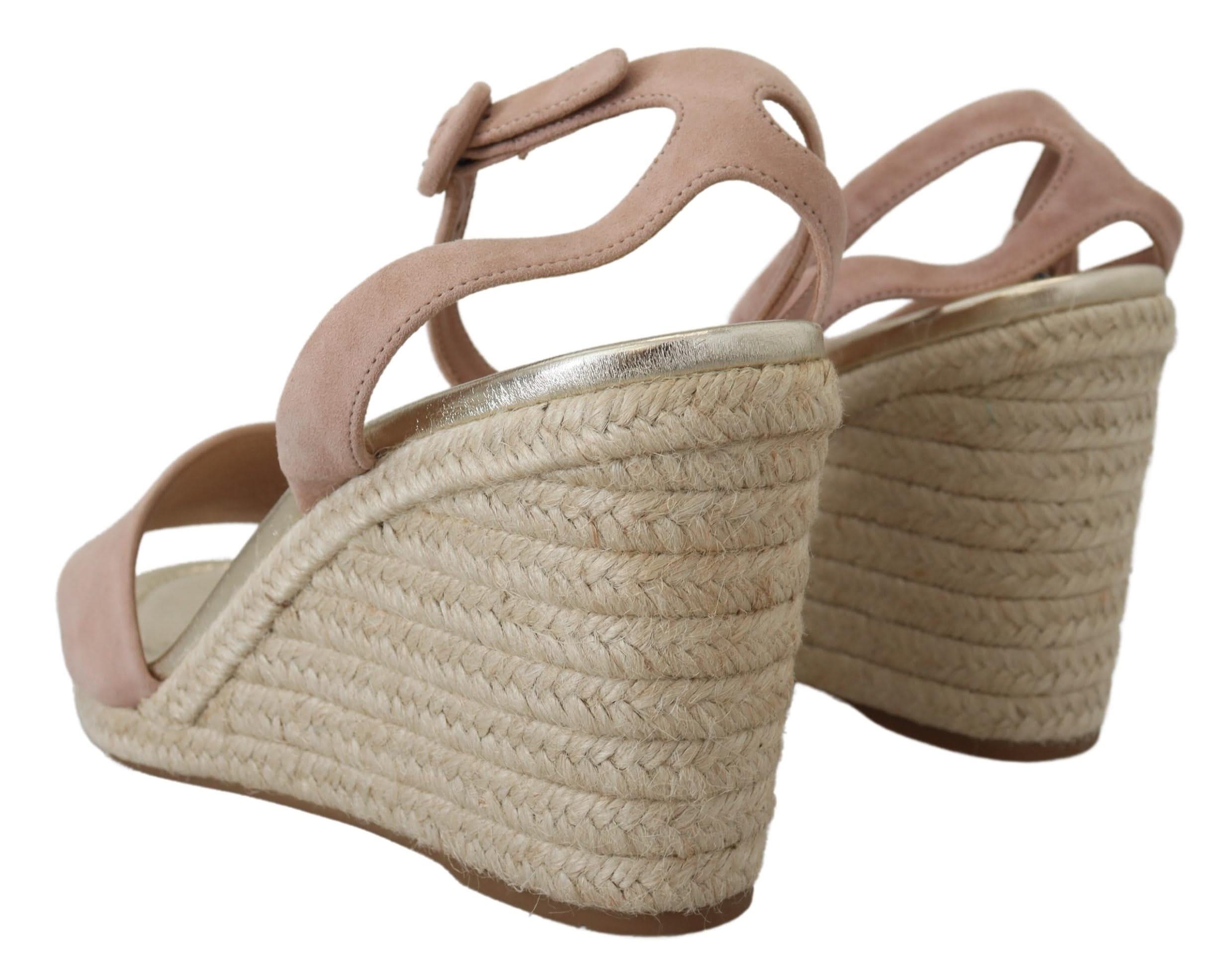 Prada Elegant Suede Ankle Strap Wedge Sandalss
