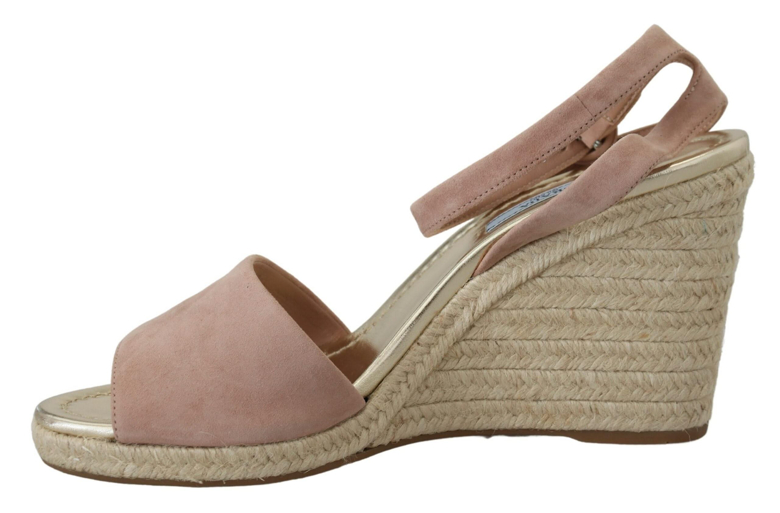 Prada Elegant Suede Ankle Strap Wedge Sandalss