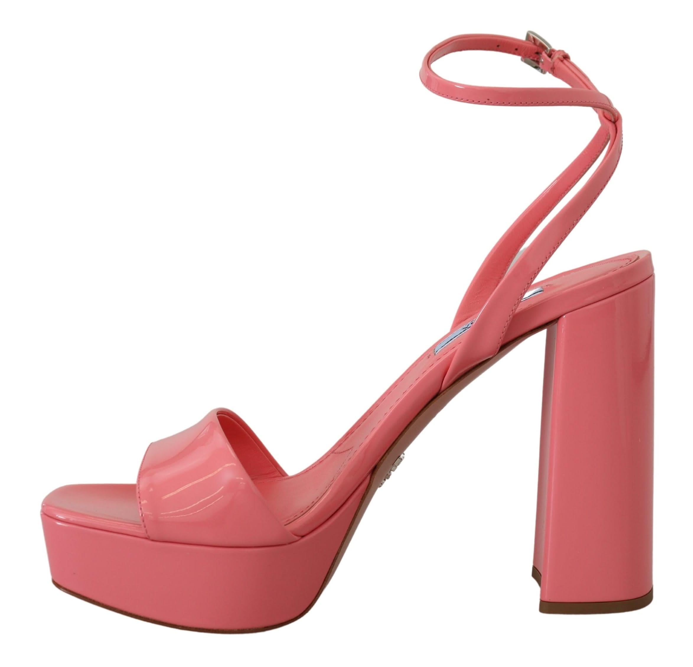 Prada Chic Pink Patent Leather Platform Sandalss