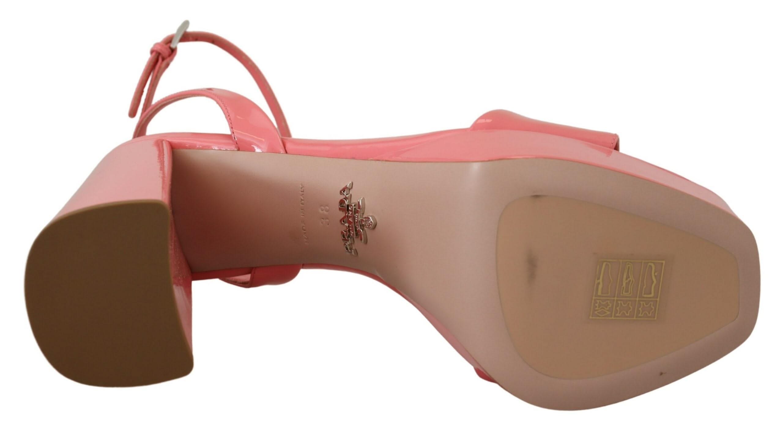Prada Chic Pink Patent Leather Platform Sandalss