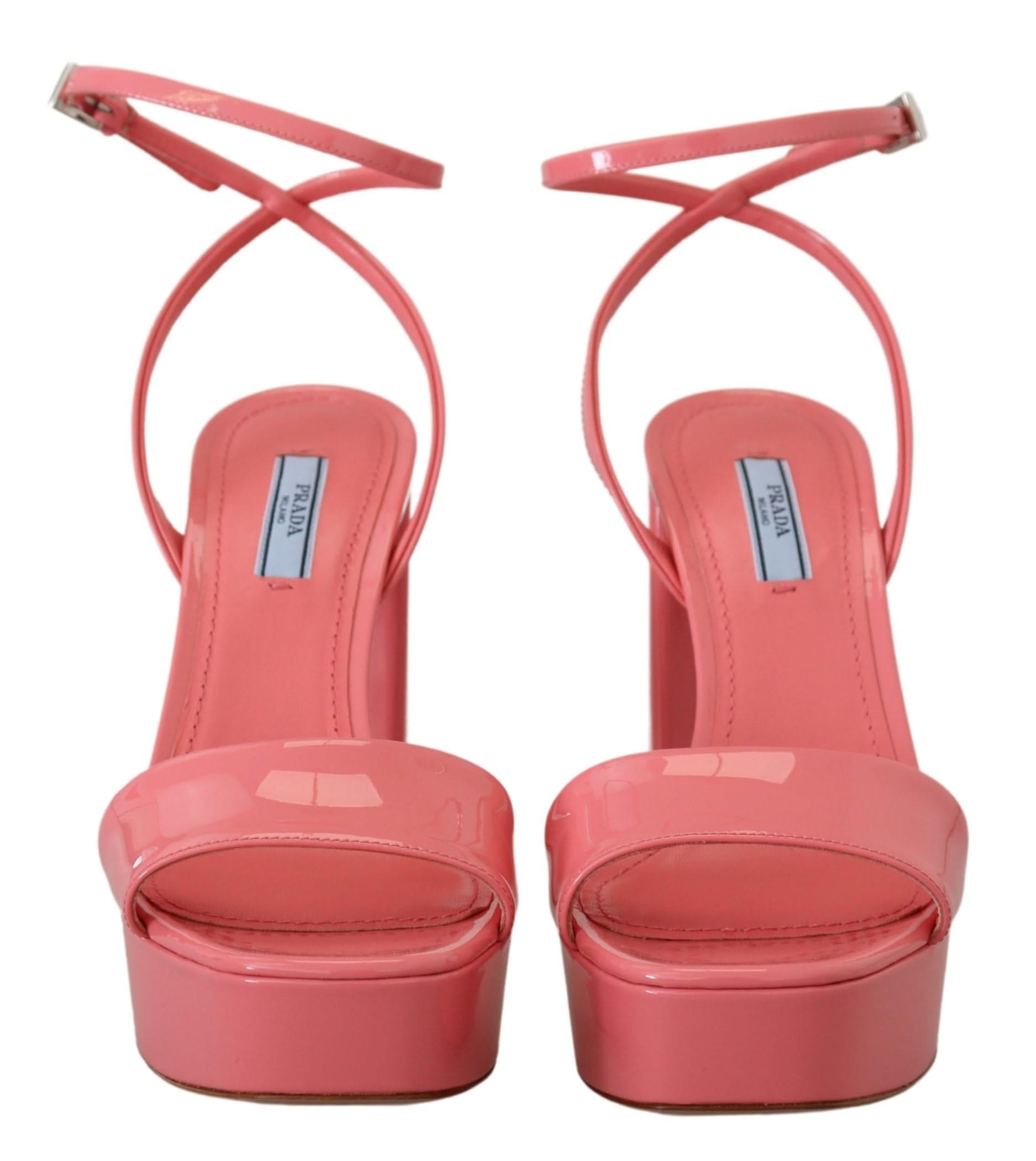 Prada Chic Pink Patent Leather Platform Sandalss
