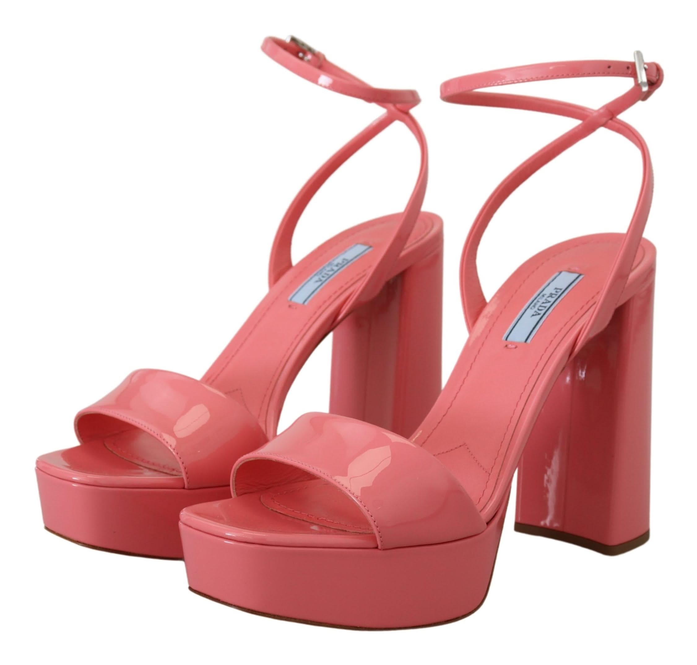 Prada Chic Pink Patent Leather Platform Sandalss