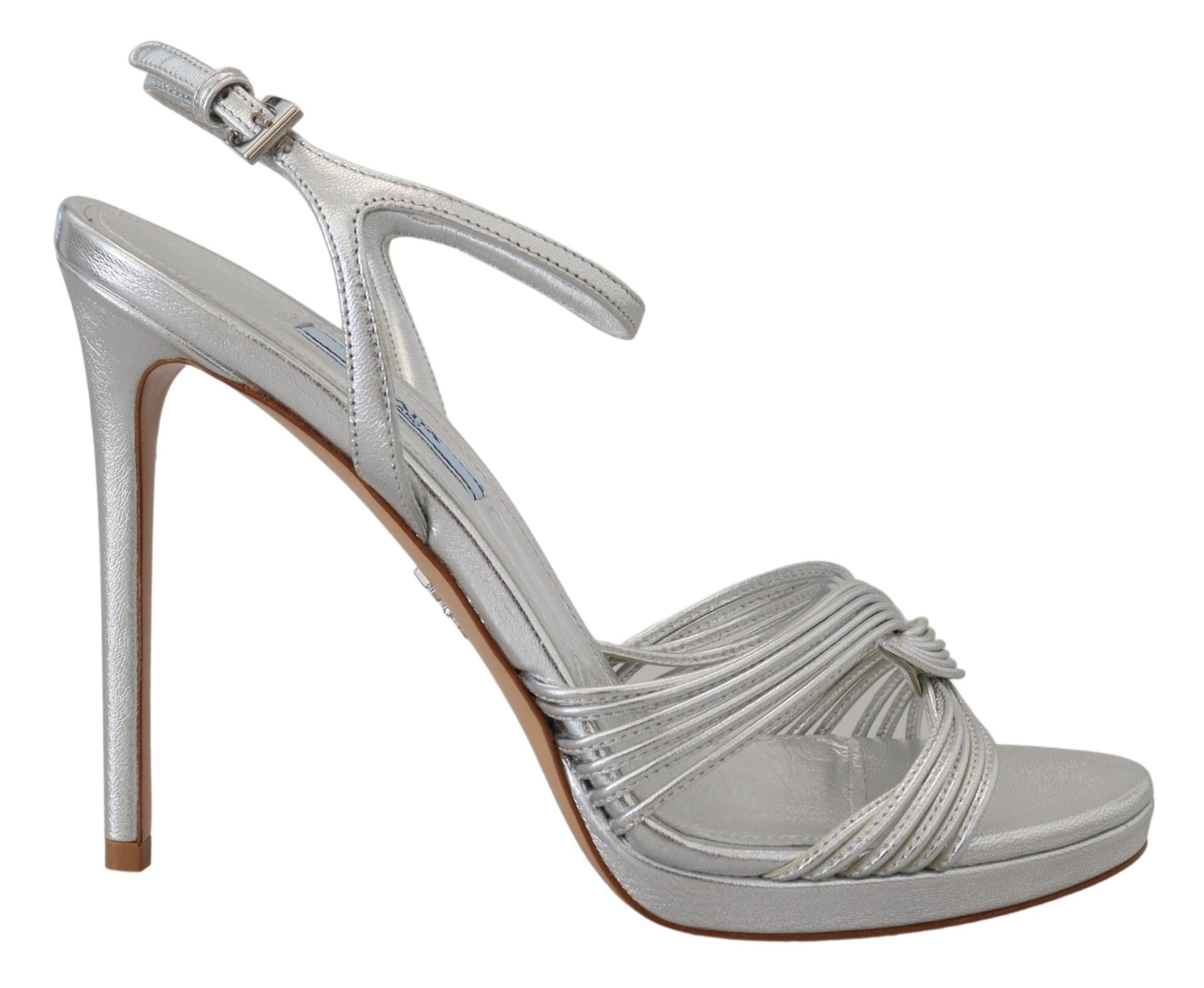 Prada Elegant Silver Stiletto Heels Sandalss