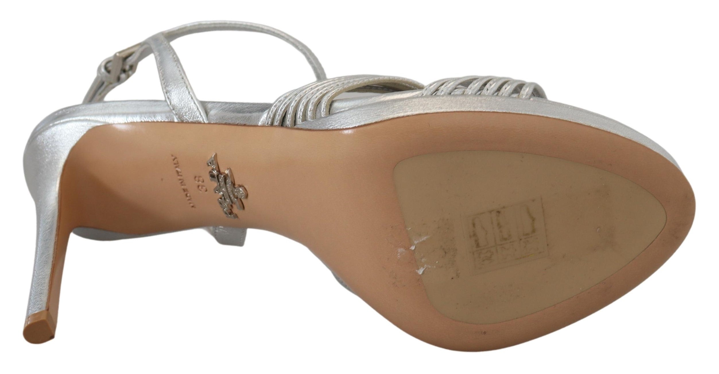 Prada Elegant Silver Stiletto Heels Sandalss