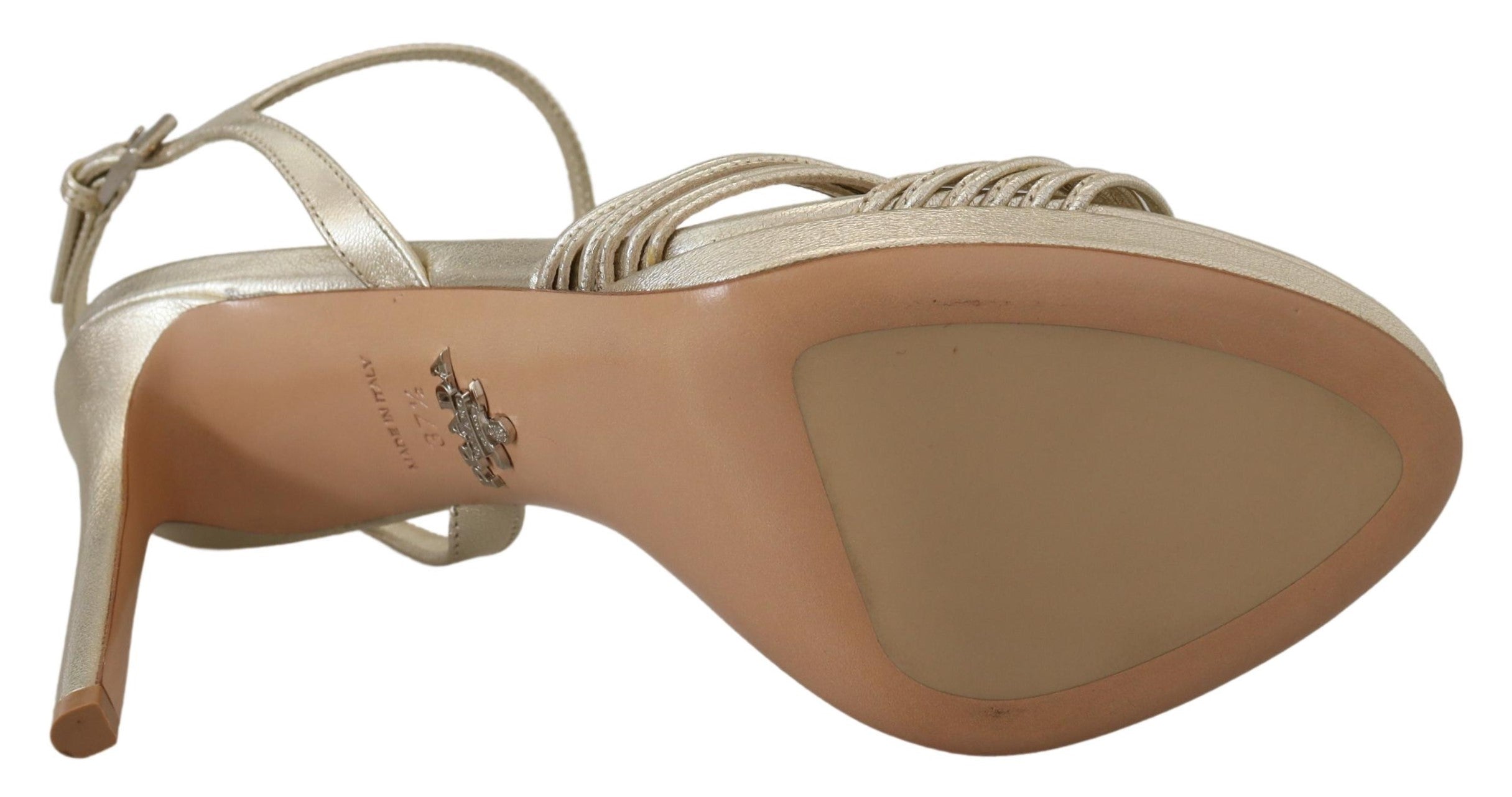 Prada Elegant Gold Stiletto Heel Sandalss
