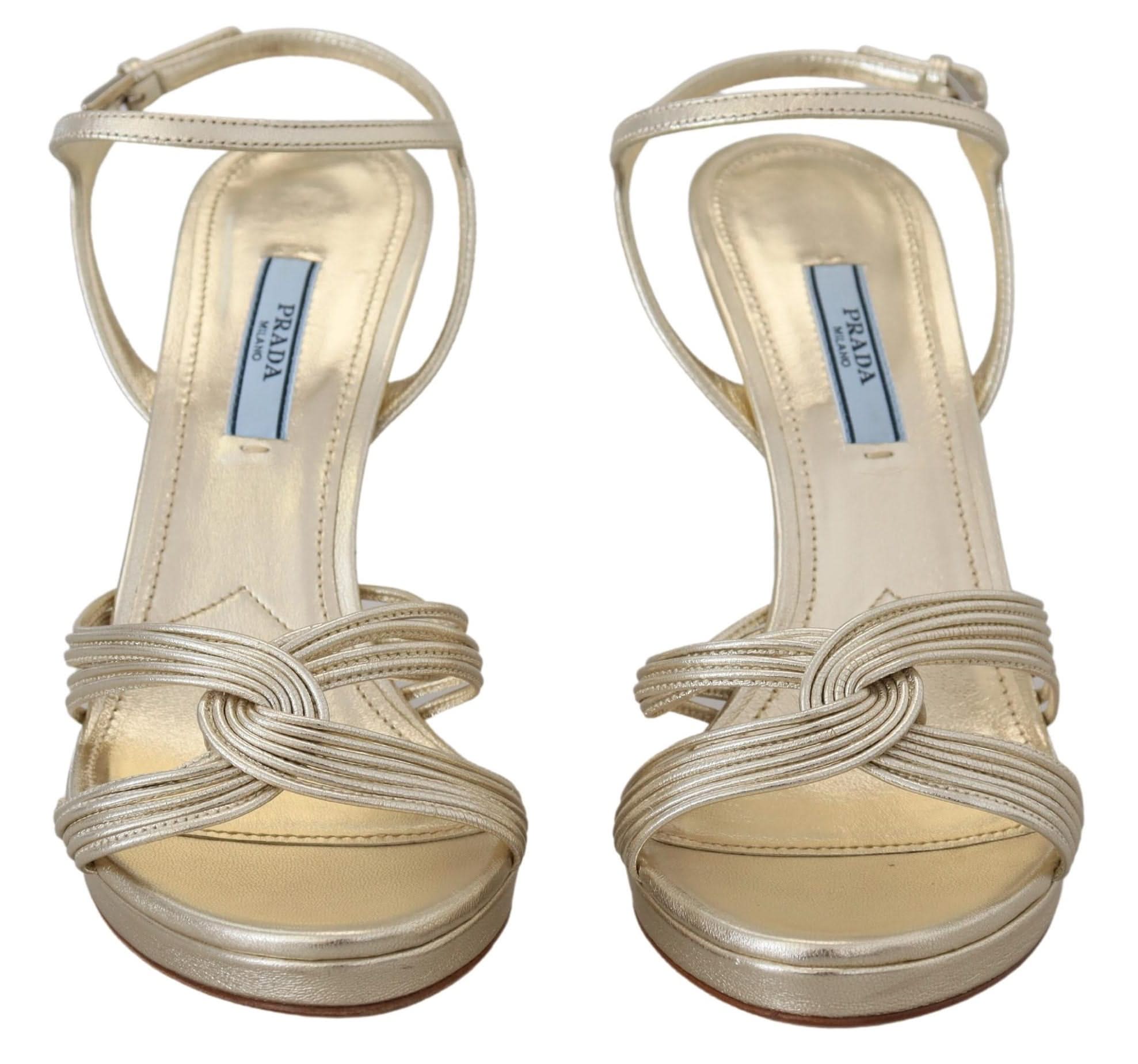 Prada Elegant Gold Stiletto Heel Sandalss