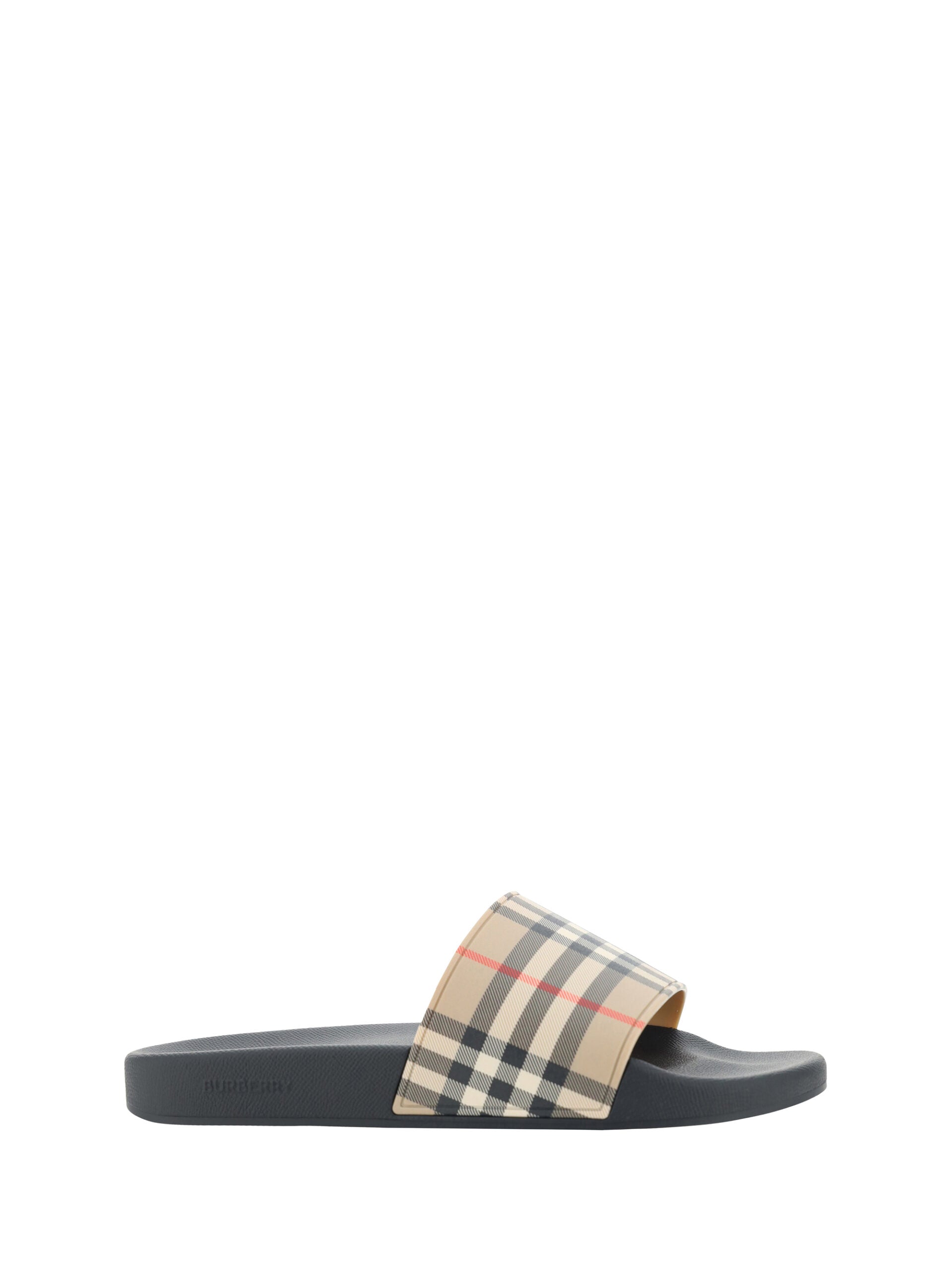 Burberry Brown Rubber Slides Sandalss