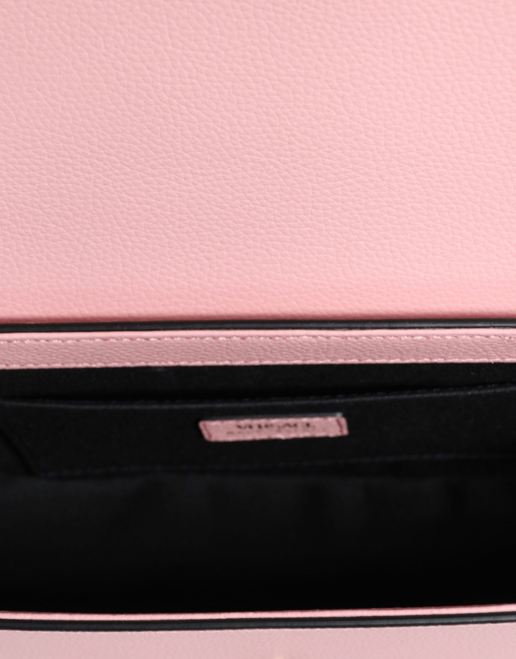 Versace Pink Grainy Calf Leather Logo Crossbody Shoulder Bag