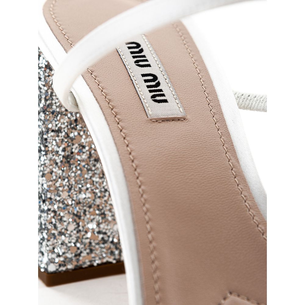 Miu Miu White Silk Sandals