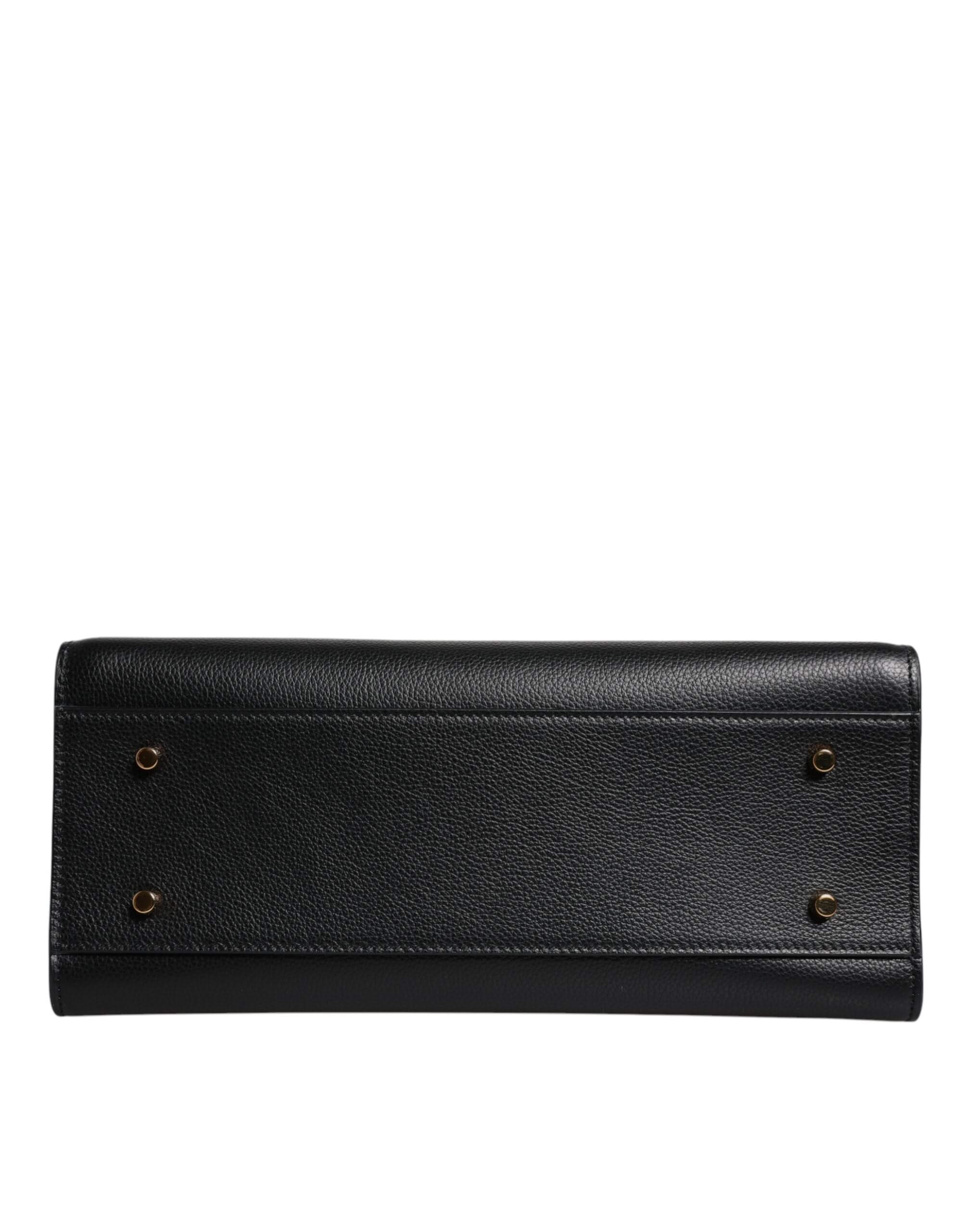Versace Black Large Leather Top Handle Shoulder Crossbody Bag