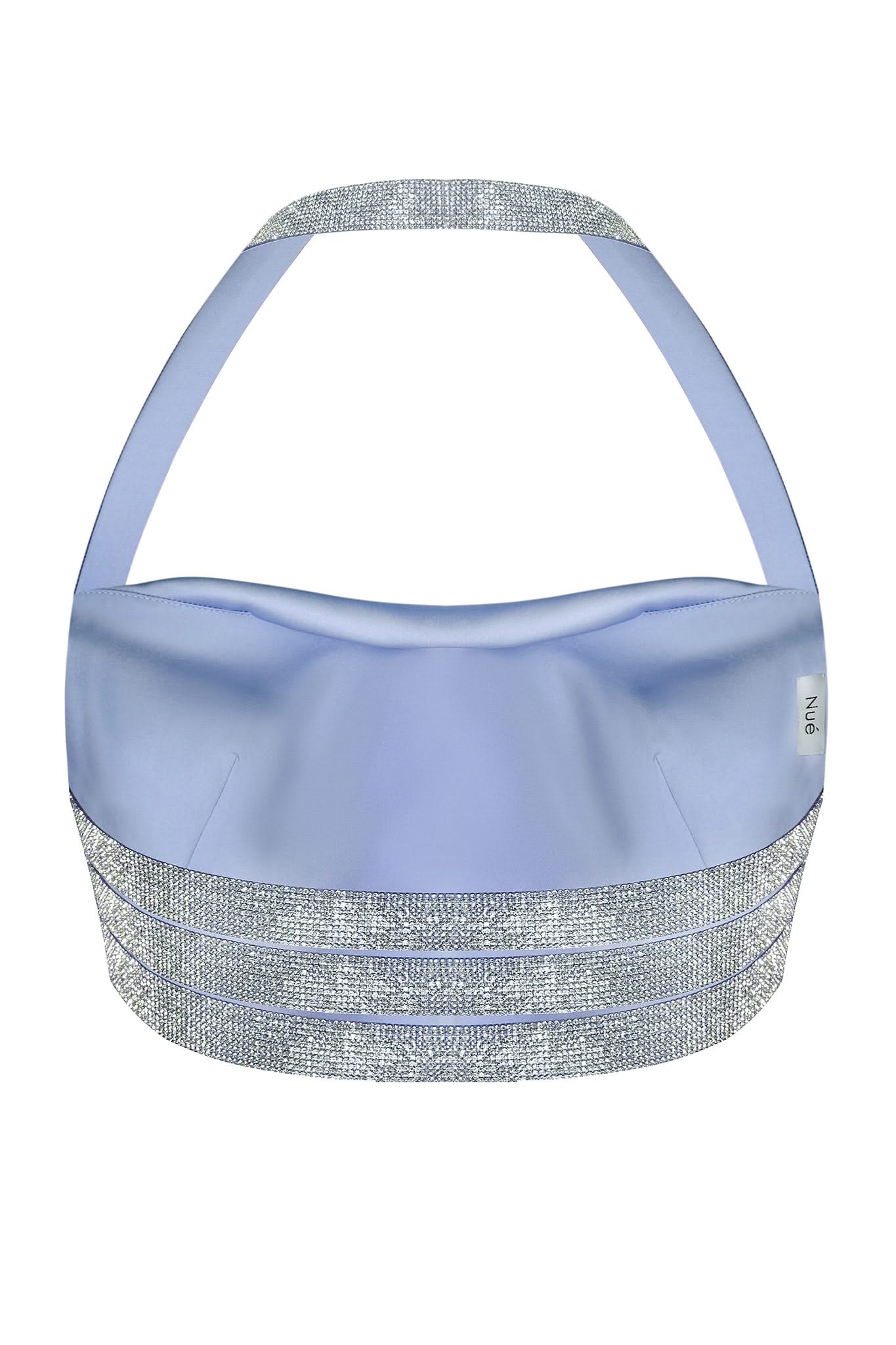 SILK TOP WITH CRYSTAL RIBBONS - Sky Blue