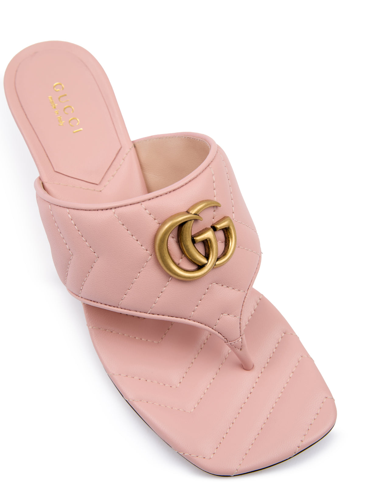 Gucci Mystic Pink Nappa Charlotte Leather Sandalss