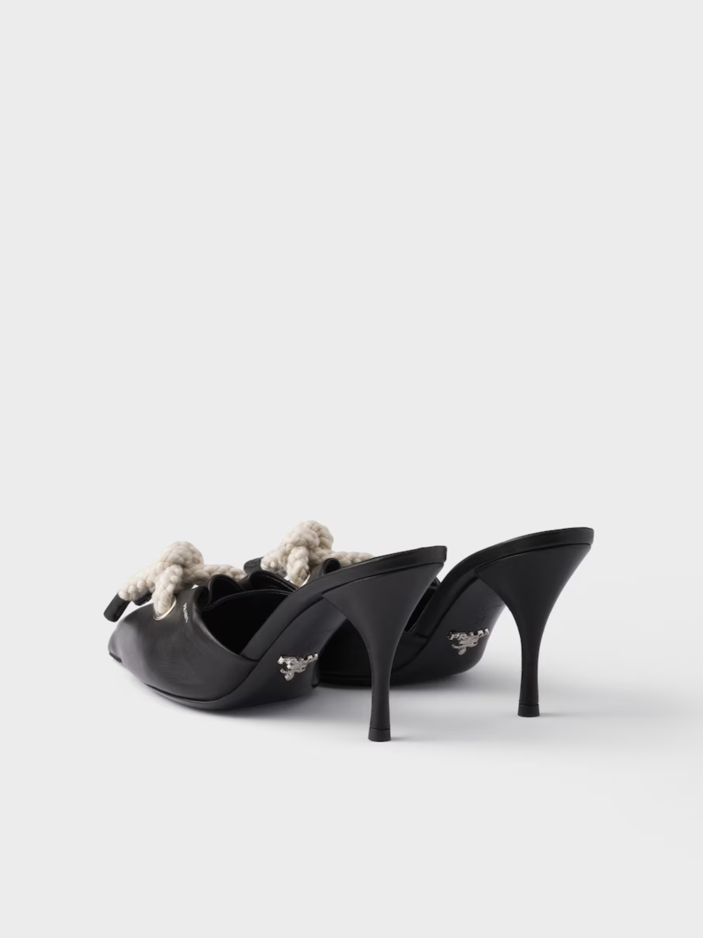 Prada Black Nappa Leather Rope Detail Sandalss