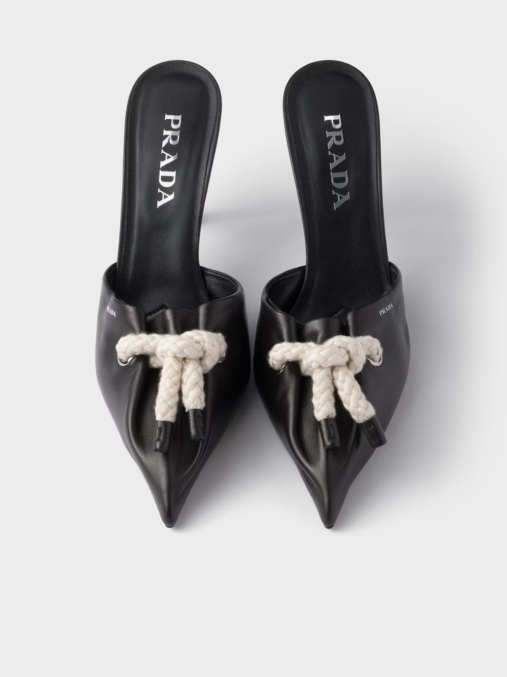 Prada Black Nappa Leather Rope Detail Sandalss