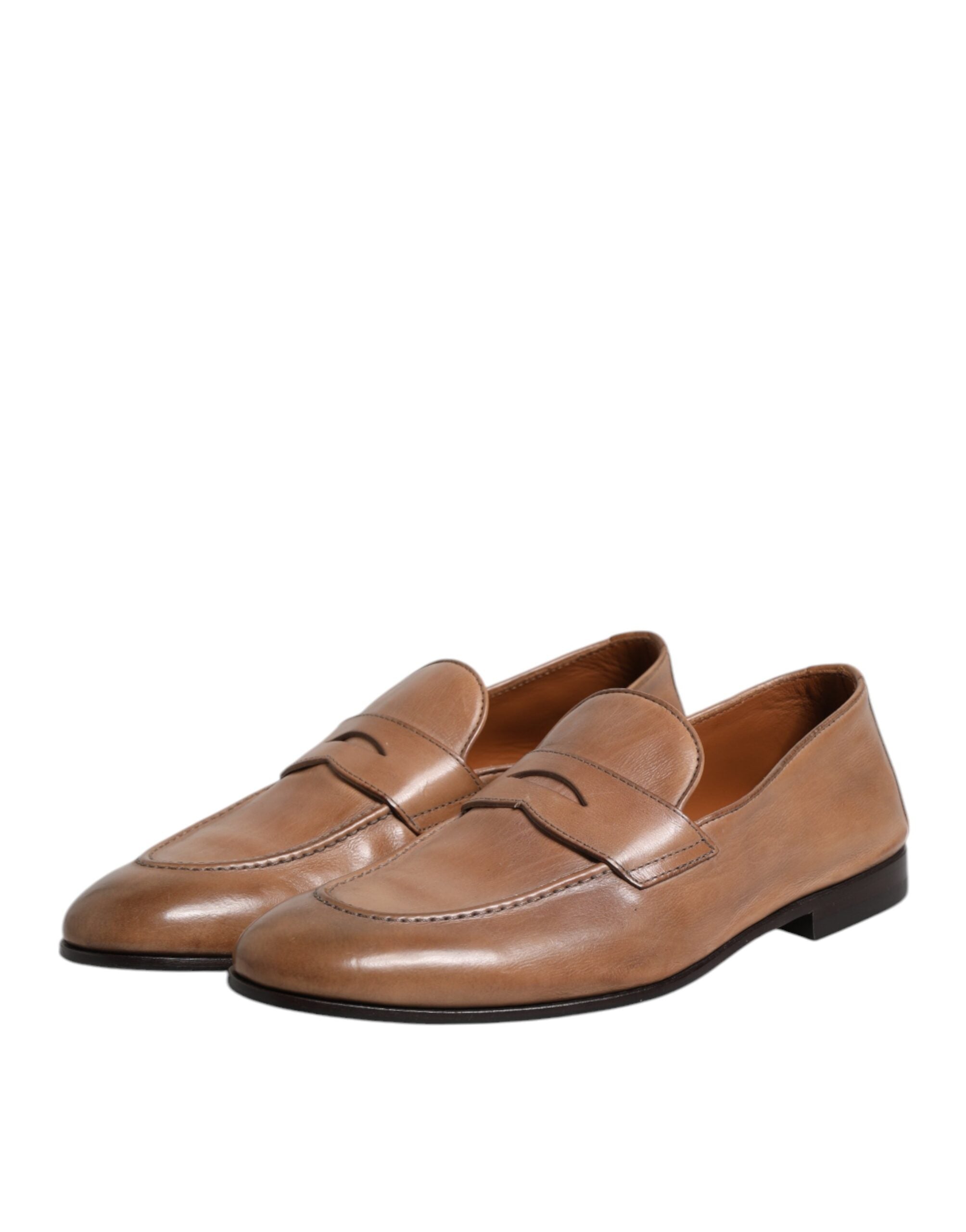 Brunello Cucinelli Brown Leather Loafers Dress Formal Shoes
