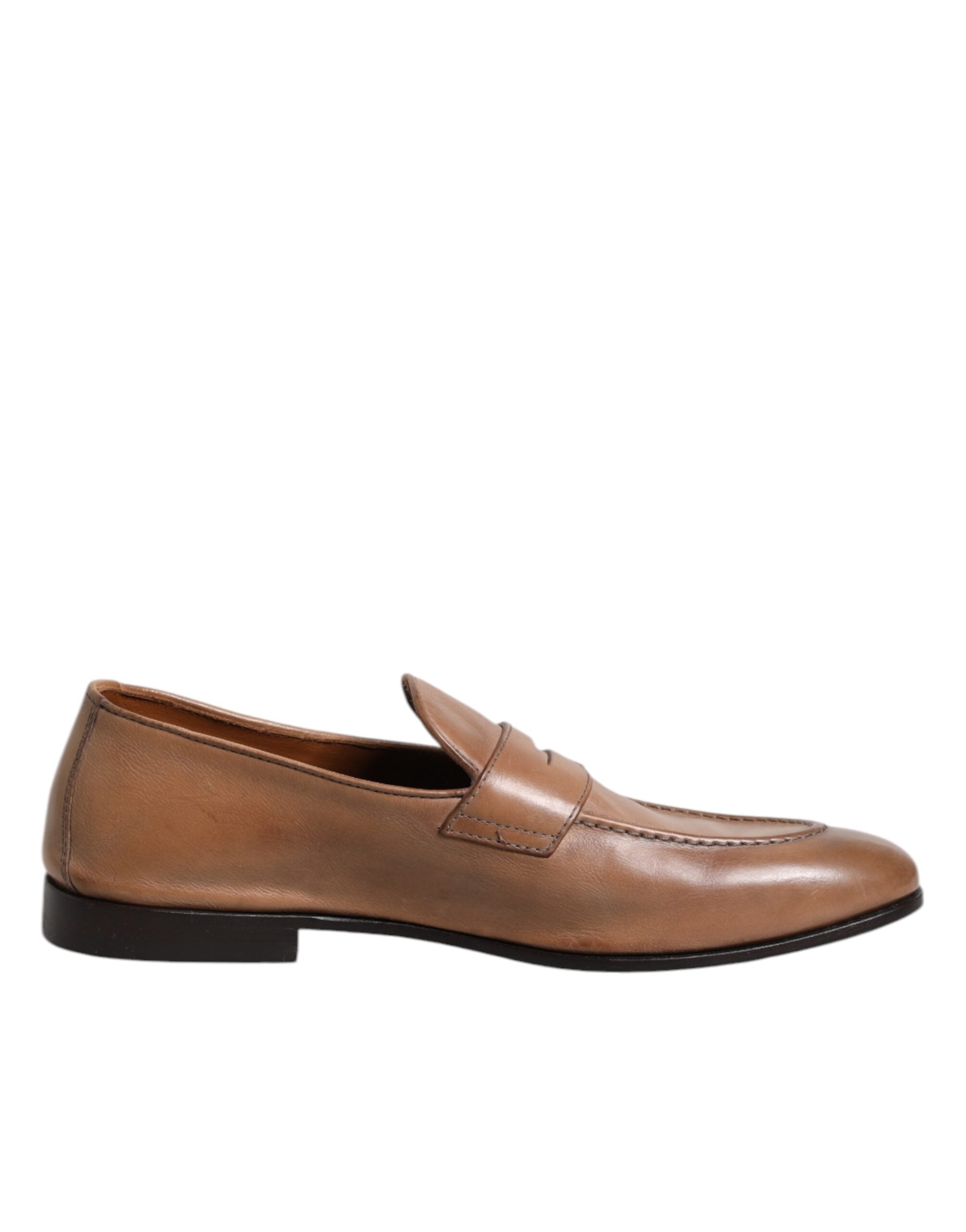 Brunello Cucinelli Brown Leather Loafers Dress Formal Shoes