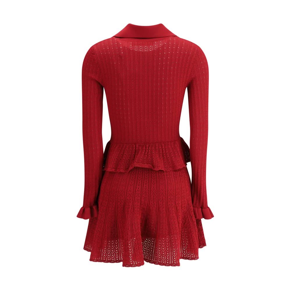 Self-Portrait Pointelle knit short Dress