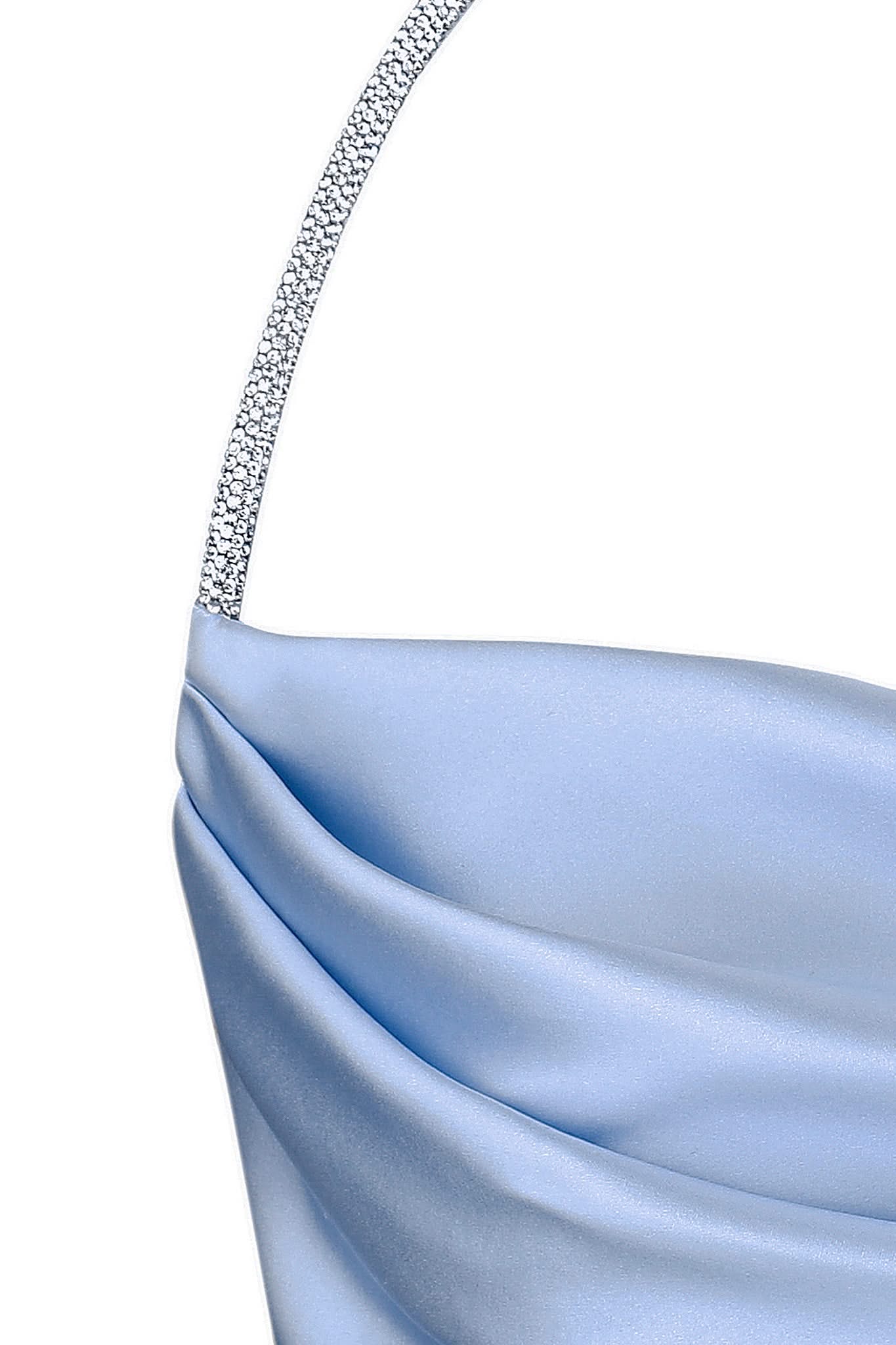 SILK TOP WITH CRYSTAL CORD - Sky Blue