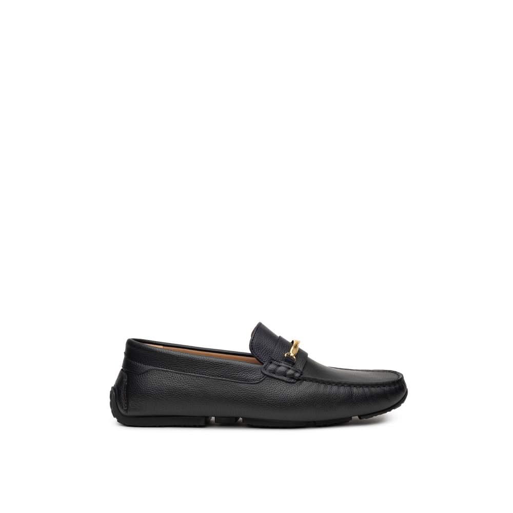 Bally Black Leather Moccassin Shoes