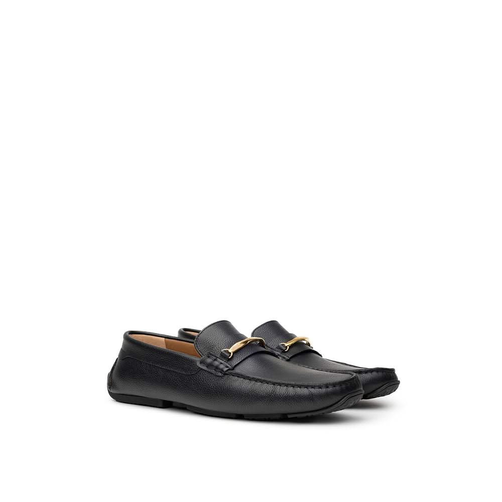 Bally Black Leather Moccassin Shoes