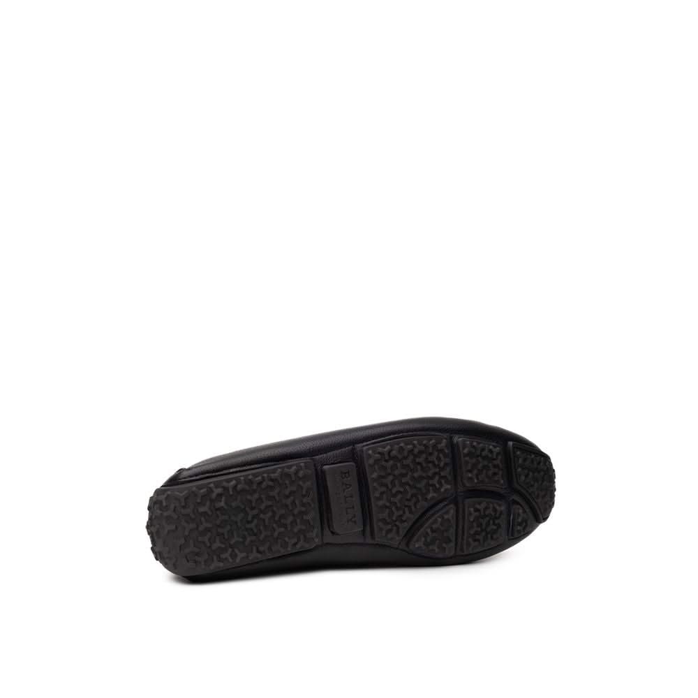 Bally Black Leather Moccassin Shoes