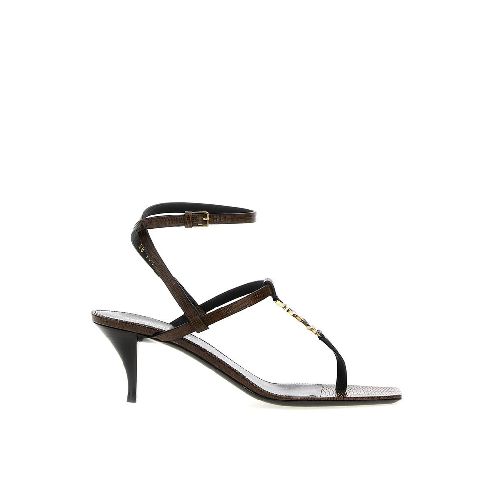 Saint Laurent Cassandra Leather Flip-Flop Sandalss