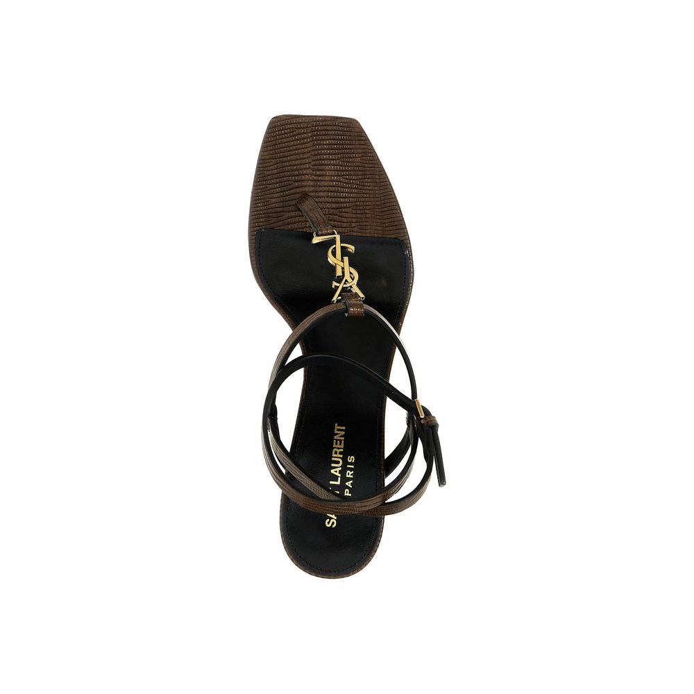 Saint Laurent Cassandra Leather Flip-Flop Sandalss