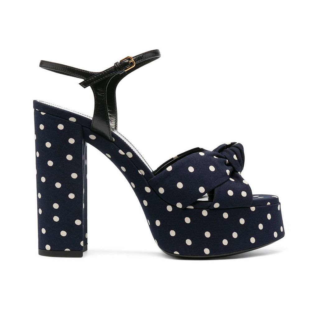 Saint Laurent Bianca Polka-Dot Sandalss