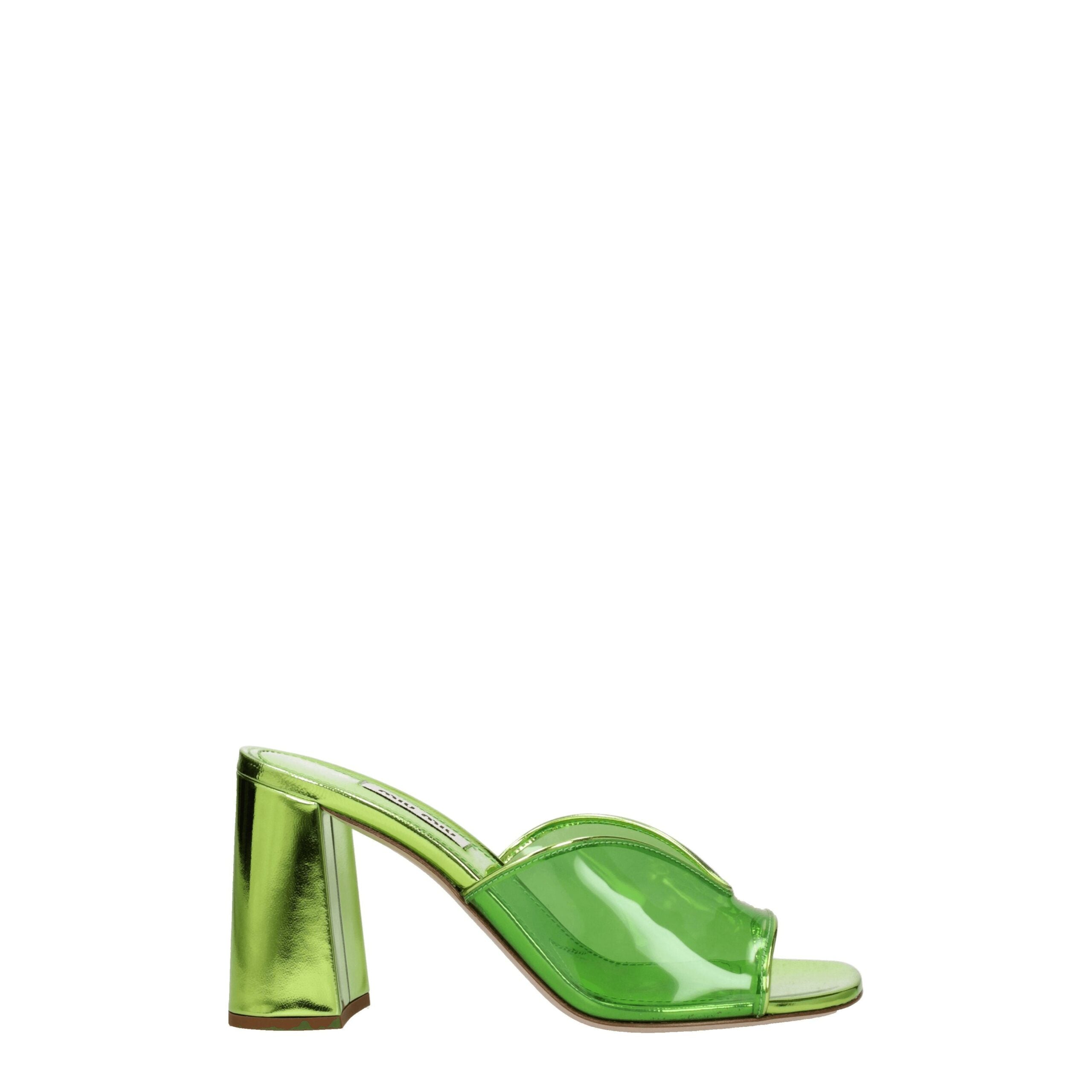 Miu Miu Green Plexiglass Sandals