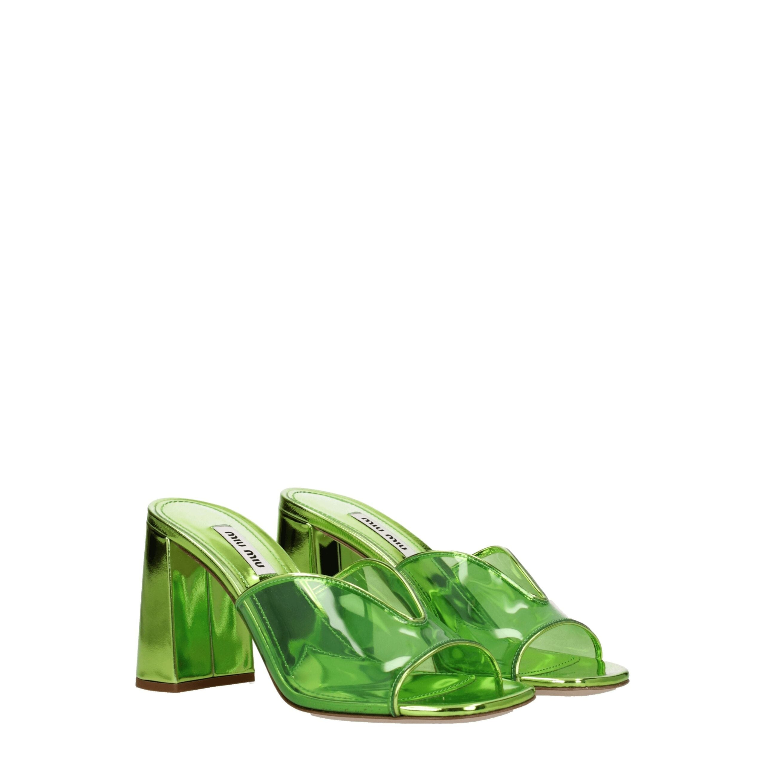 Miu Miu Green Plexiglass Sandals