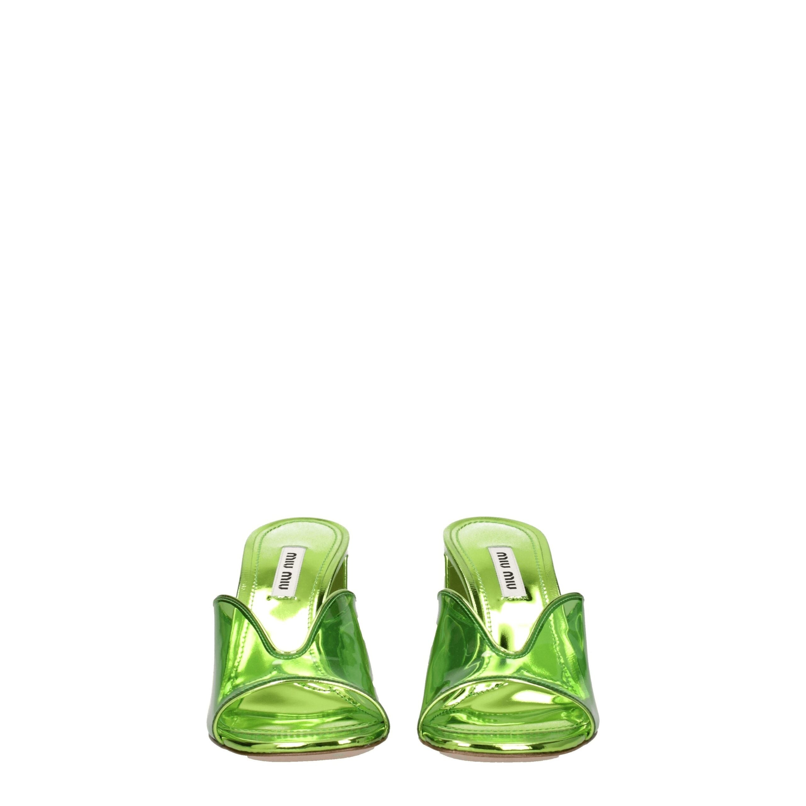 Miu Miu Green Plexiglass Sandals