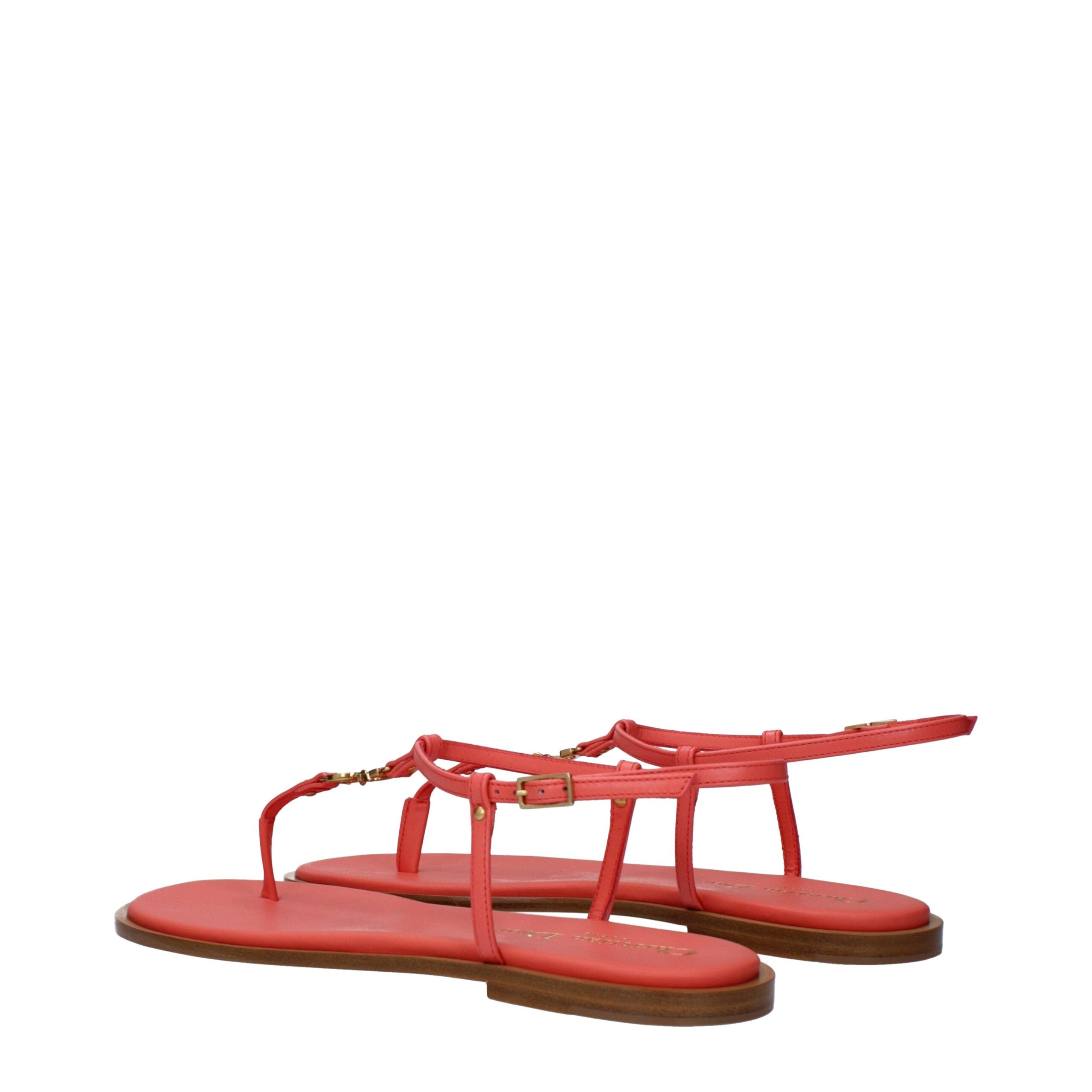 Christian Dior Pink Leather Flip-Flop Sandals