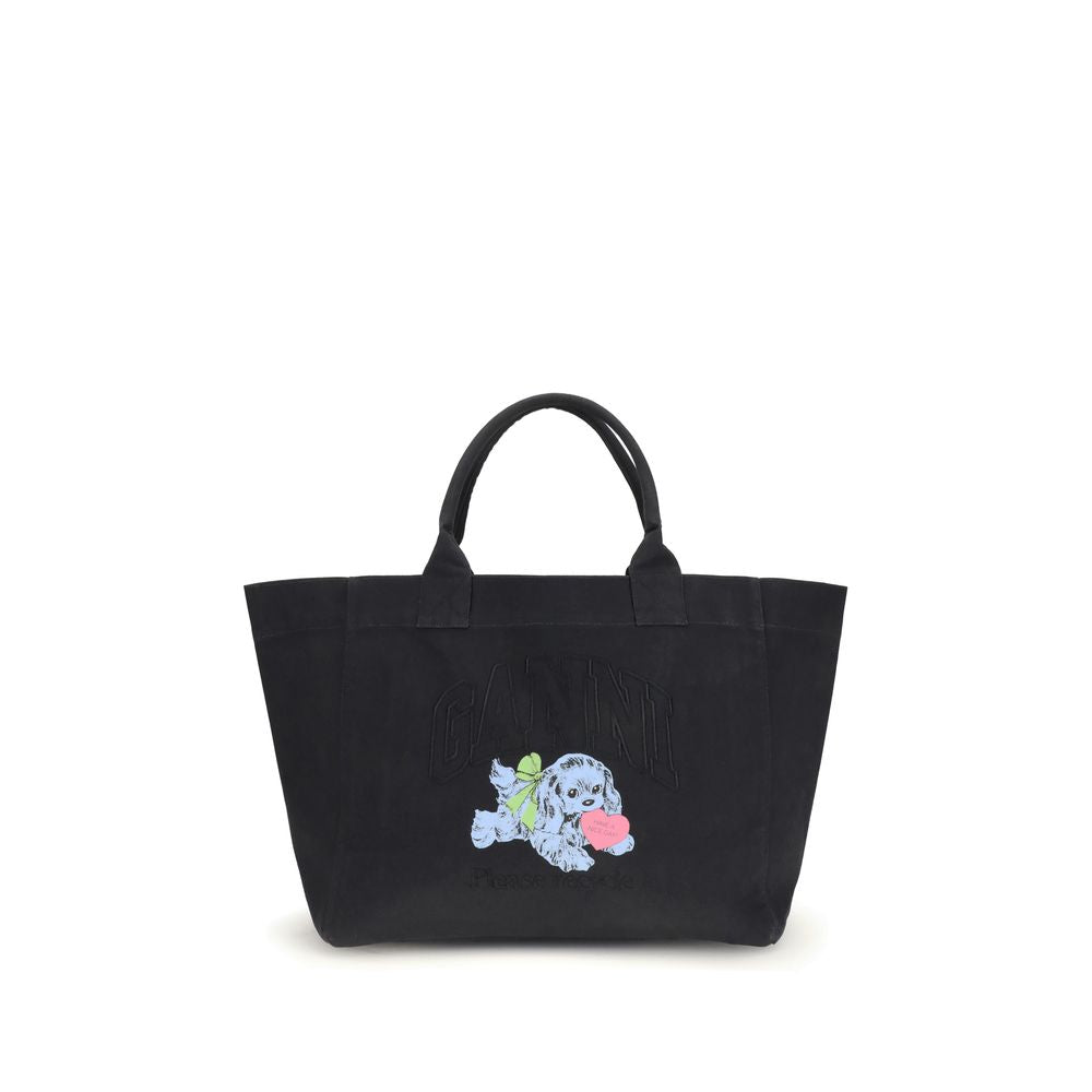 Ganni SHOPPER XXL POCKET DOG PRINT