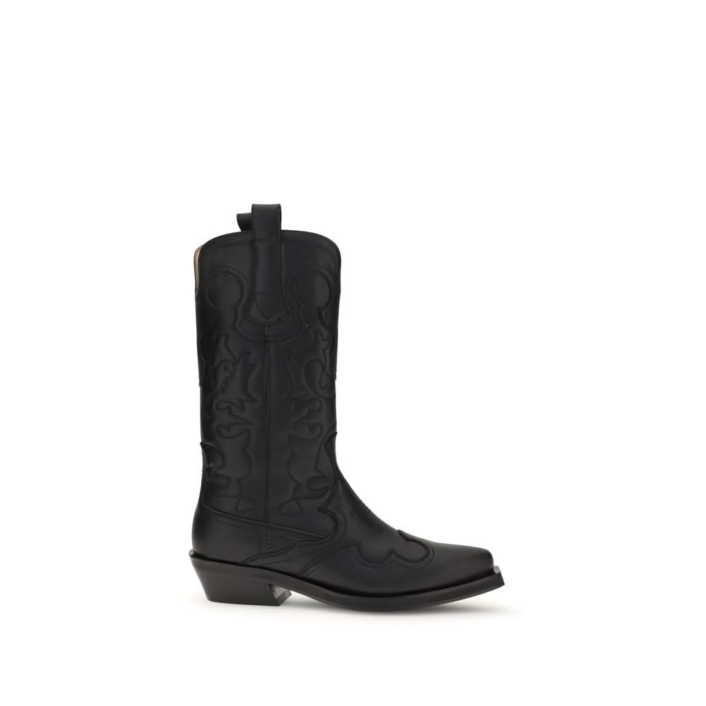 Ganni MID SHAFT EMBROIDERED WESTERN BOOT
