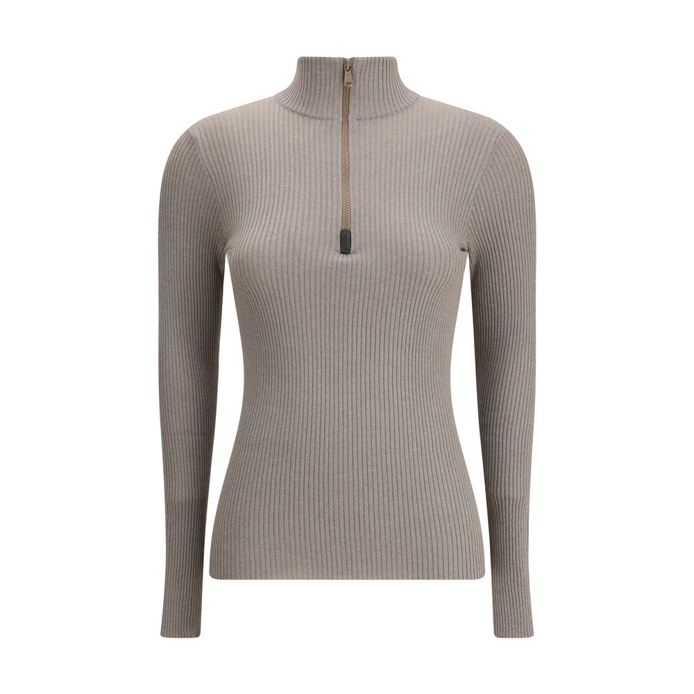 Brunello Cucinelli Zipped high neck Top