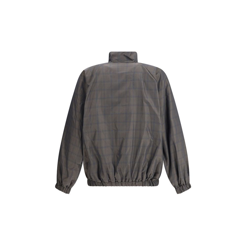 Balenciaga Zipped Jacket with Brown and Blue checked motif