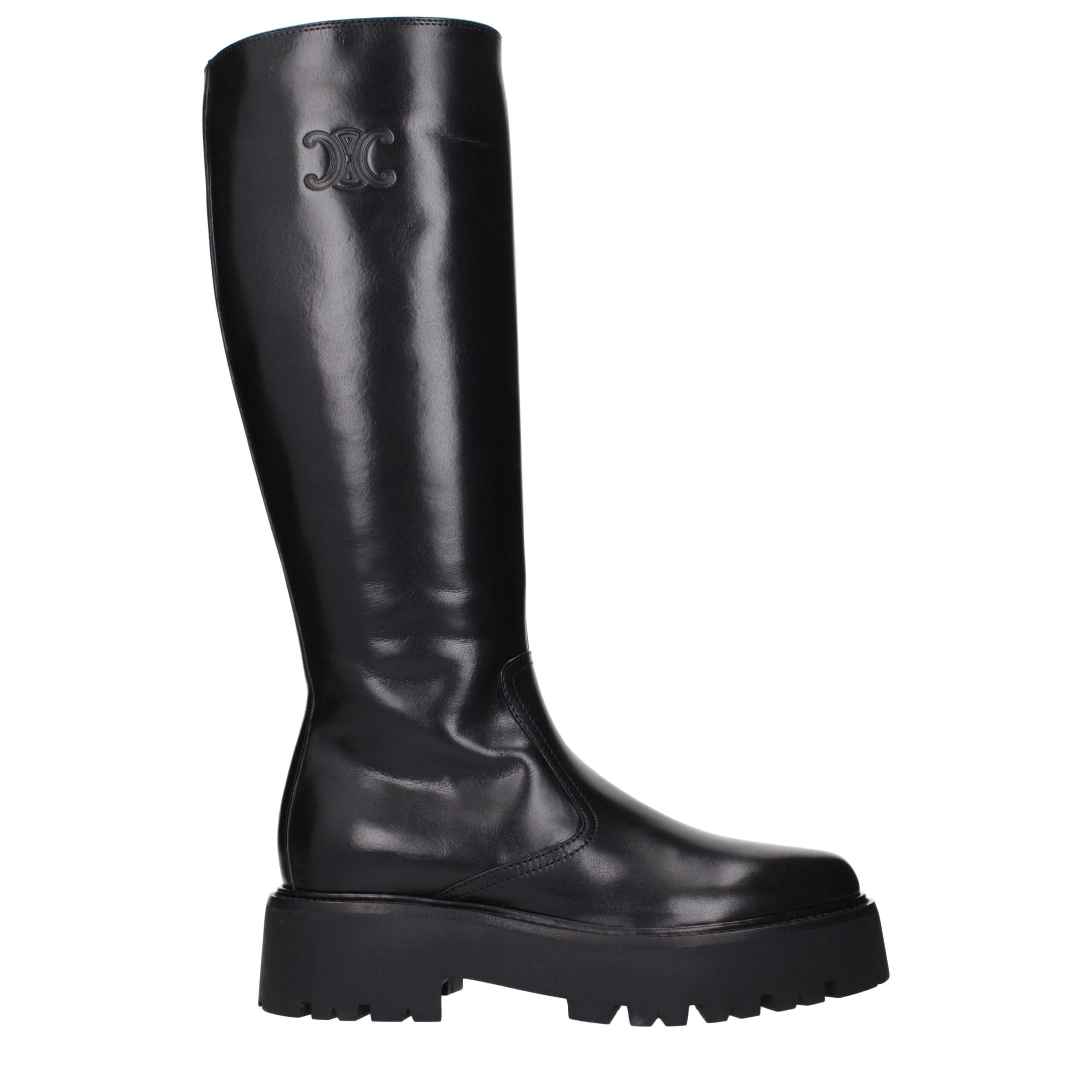 Celine Black Leather Ankle Boots