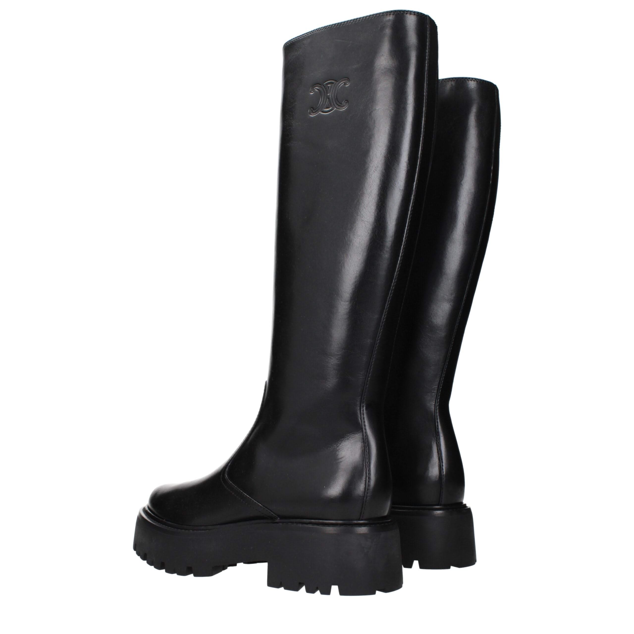 Celine Black Leather Ankle Boots
