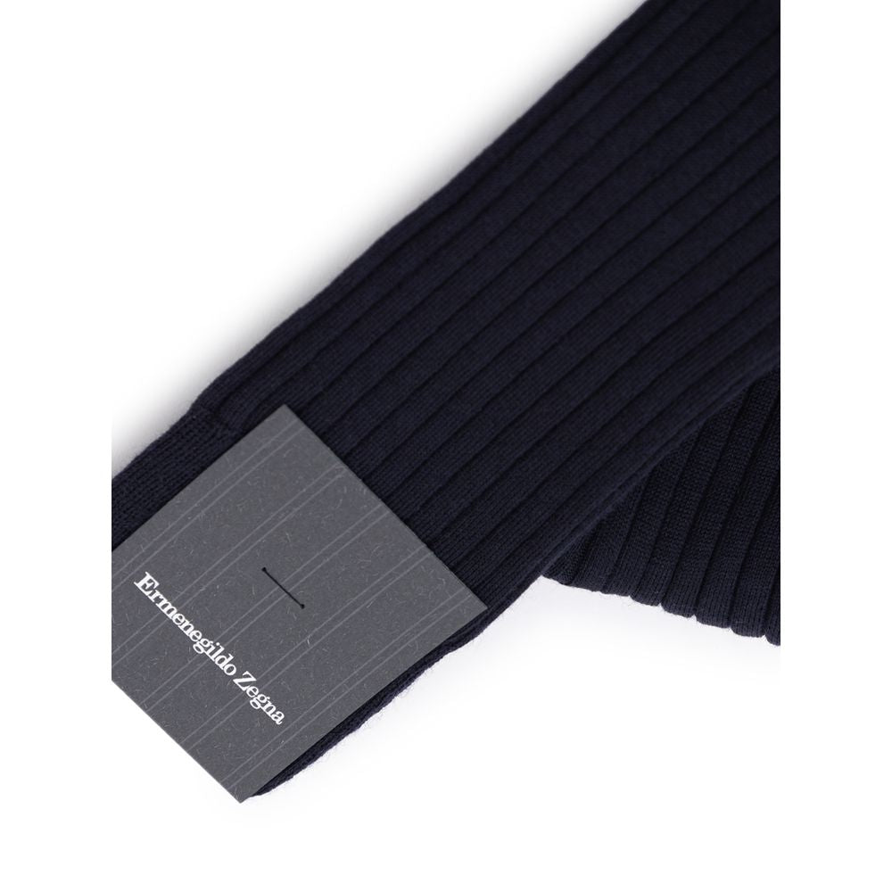 ZEGNA Navy Blue Wool Sock
